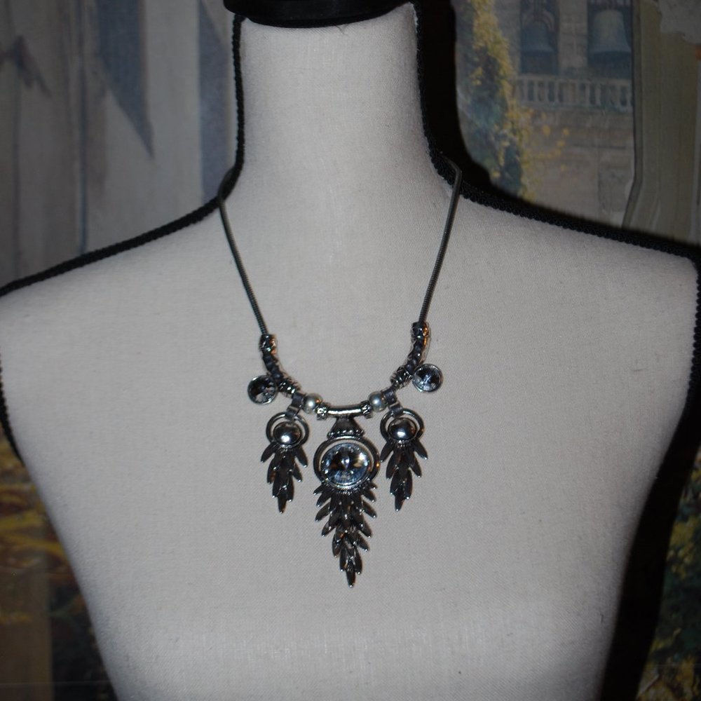Silver & Crystal Dramatic Necklace & Earrings - Picture 8 of 8